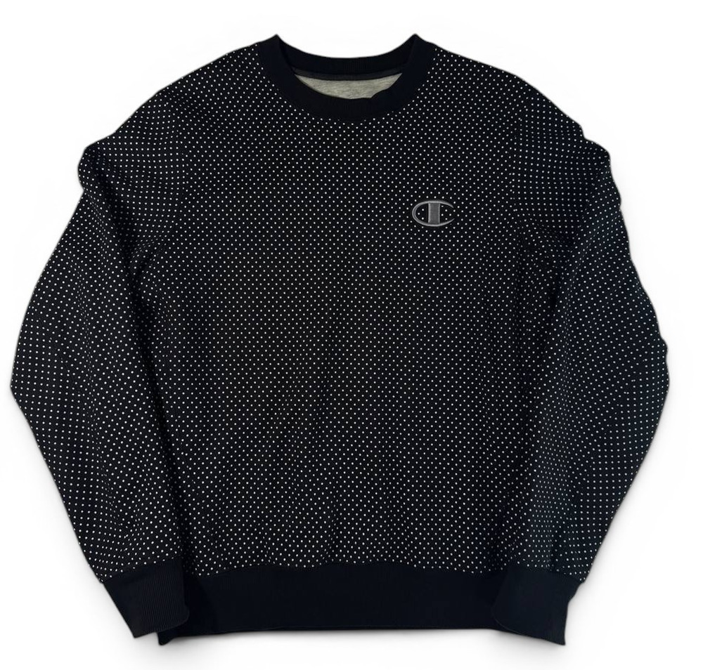 Champion Reverse Weave Polka Dot Crewneck Sweatshirt Black White Men's Medium